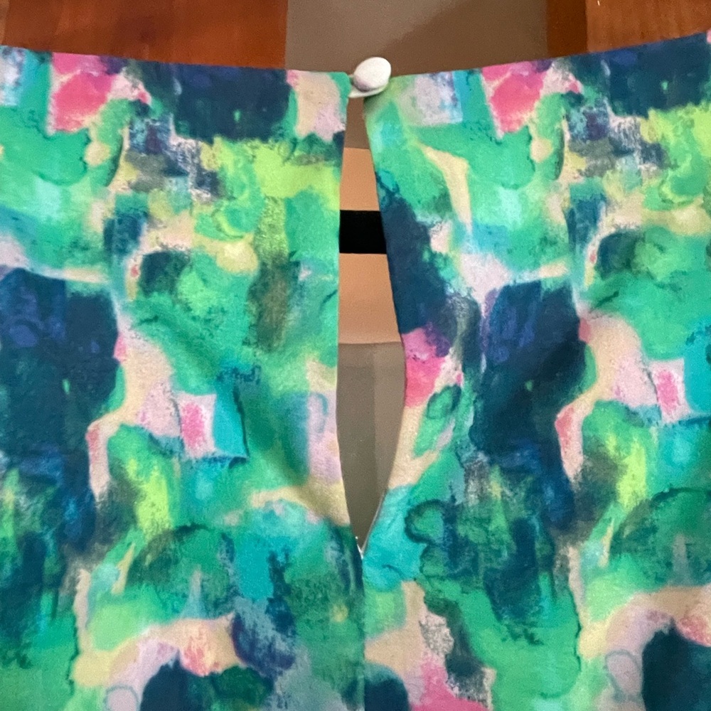 Eliza J Teal jacket and Multicolor Watercolor Floral Dress - Picture 6 of 13